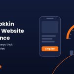 Website performance improvement cover by Hyrrokkin showing a fast loading mobile enquiry page and a speed gauge